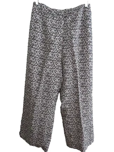 JESSICA LONDON Size 16 White/Black Print Linen Blend Wide Leg Capri NWOT - Picture 1 of 5