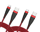 6Ft And 10Ft Long Usb-C Cables Fast Charge Type-C Cord Power Wire Red For Phones