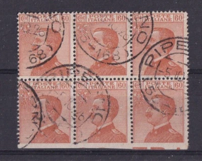 REGNO 1926 - VARIETA' VALORE 60c. GIALLO BRUNO BLOCCO 06 CERTIFICATO RAYBAUDI - Immagine 1 di 2