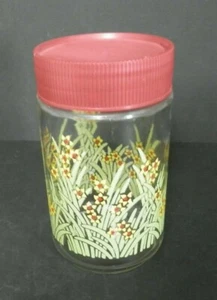 Vintage Anchor Hocking Glas mit Grünzeug & gelben Narzissen Kunststoff LId - Bild 1 von 12