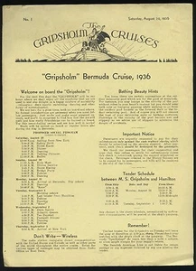 1936 MS Gripsholm 'The Gripsholm Cruises' Newsletter - Swedish American Line - Picture 1 of 1