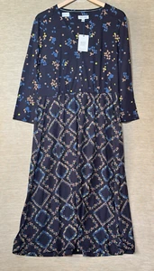 White Stuff Dress Size 18 Black Jersey Long Sleeved Geometric Pattern Mia - Picture 1 of 13