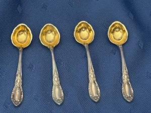 TOWLE KING RICHARD C1932 STERLING 4 SALT SPOONS 2 1/2" GOLD WASH - Picture 1 of 5