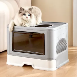 Katzentoilette Katzenklo XXL mit Hauben Toilette Katzen WC mit Deckel groß 48cm - Bild 1 von 11