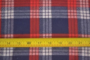 17" Long x 42" Wide, Navy Red & White Tartan/Plaid Flannel, D777 - Picture 1 of 4