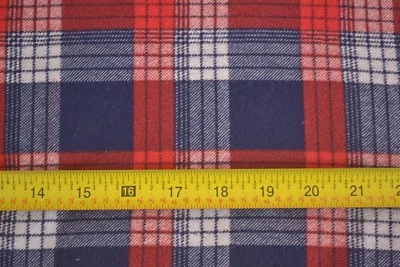 17" Long x 42" Wide, Navy Red & White Tartan/Plaid Flannel, D777 - Image 1 of 4