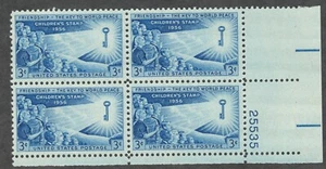 US. 1085. 3c. Kinder der Welt, Kinderausgabe. PB4. postfrisch. 1956 - Bild 1 von 2