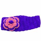 Headband Crochet Ear Warmer Handmade Womens Purple Pink Flower Winter 