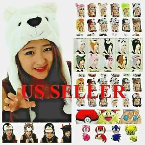 Unisex Anime Animal Plush Knit-Hand Plush Aviator Style Fleece Cosplay Hat 3 - Picture 1 of 46