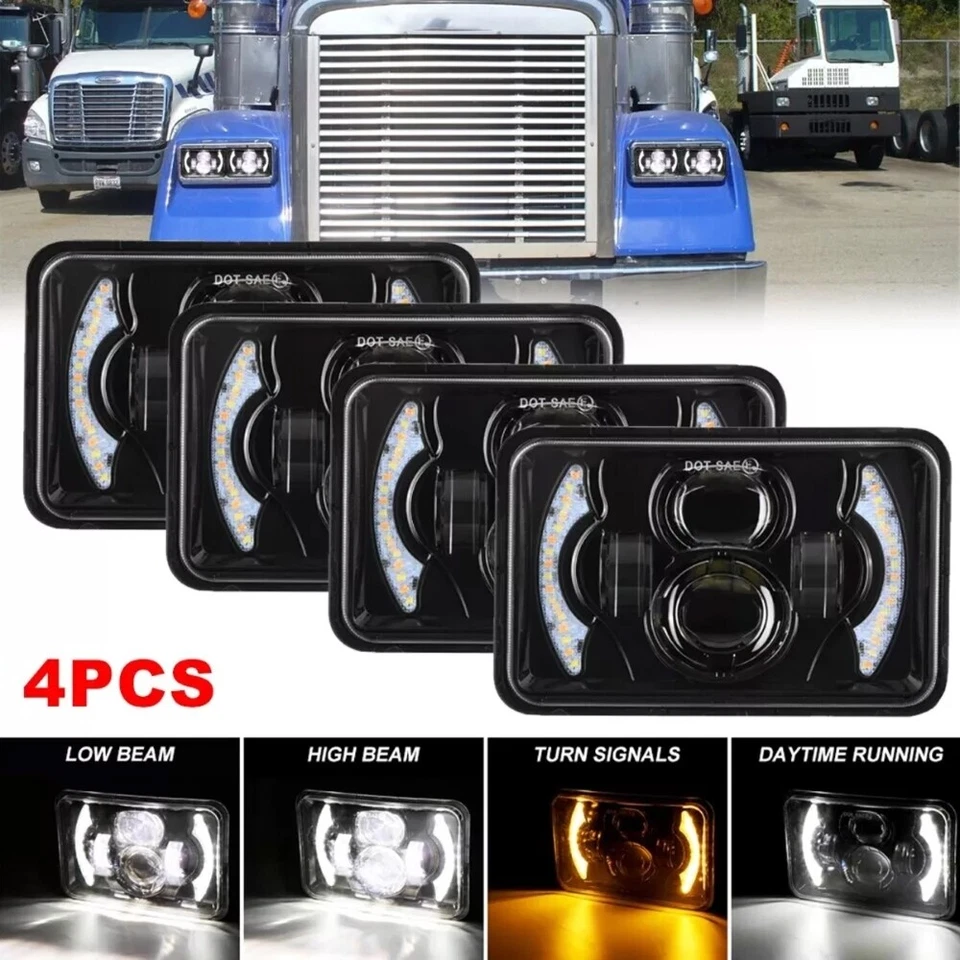 4pcs 4x6" inch LED Headlights Hi/Lo Beam 240W Fit for AMC Eagle Concord Spirit - Image 1 of 4