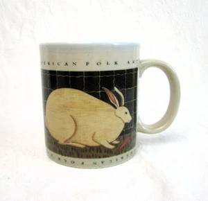 Warren Kimble Coffee Mug American Folk Art Rabbit Bunny Country Otagiri Japan - Picture 1 of 5