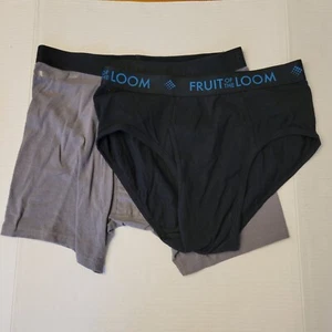 Fruit of the Loom Men's Black & Grey Double Layer Brief And Boxer Brief Size XL - Picture 1 of 9