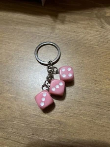 New Pink Dice Keychain  - Picture 1 of 2
