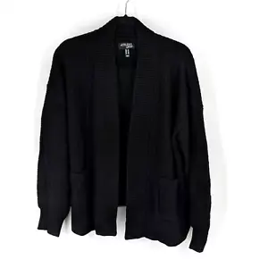Attitudes by Renee Open Front Bubble Cardigan Sweater Black Women's Size Small - Picture 1 of 6