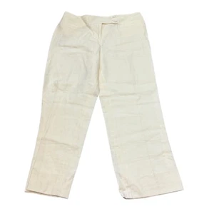 Ann Taylor Loft Womens Linen Blend Cropped Cuffed Pants Size 6 Cream New - Picture 1 of 10