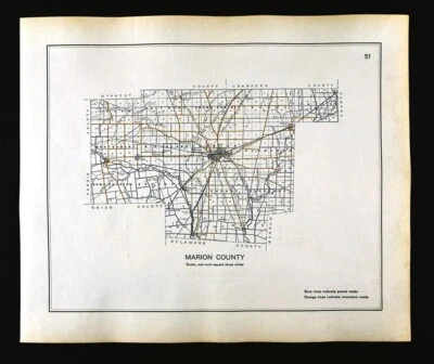 Mapa de carreteras de la autopista Ohio 1910 Marion County Morral Waldo Prospect La Rue Caledonia Foto 1 de 4