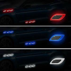 6x Car Vent Edge Bumper Decal 3D Reflective Sticker Red Carbon Fiber Accessories - Bild 1 von 12