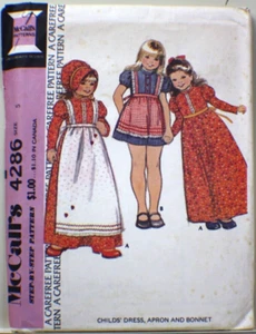 McCall's 4286 Pattern Girls highwaisted dress, pinafore and bonnet in size 5 - Picture 1 of 3