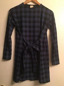 NWT ZARA Girls Blue/Black Buffalo Check Tie Waist Flannel Dress size 11-12 - Picture 1 of 5