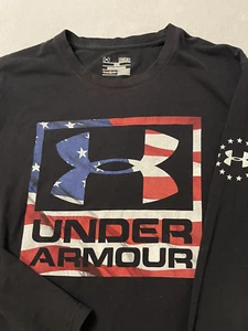 UNDER ARMOUR MENS Sz M LONG SLEEVE STARS & STRIPES USA T SHIRT - Picture 1 of 6