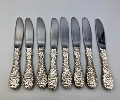 Juego de 8 cuchillos de mantequilla Stieff Rose by Stieff mango de ley 5 7/8" Foto 1 de 3