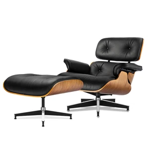 Mid Century Eames Lounge Chair w/ Ottoman Real Leather Swivel Chair for Office - Picture 1 of 23