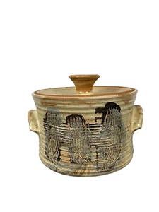Angelo Garzio Studio Pottery Lidded Tureen Brushed Handles Mid Century 11" CHIP - Picture 1 of 9