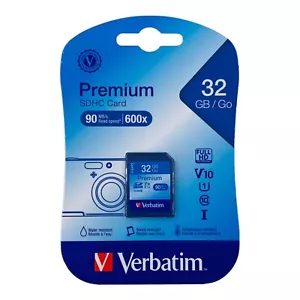 Verbatim Memory Card 32GB Premium SDHC Memory Card UHS-I V10 U1 Class 10 - Picture 1 of 8