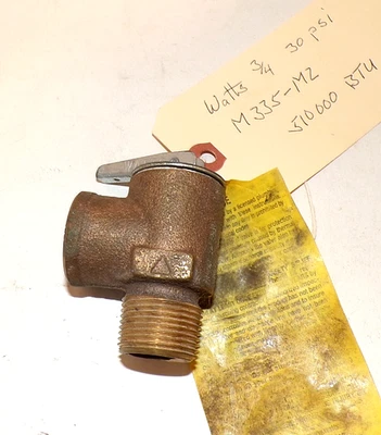 Watts 3/4" Pressure Relief Valve, M335-M2, 30 PSI, 510000 BTU - Image 1 of 3