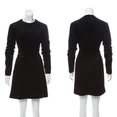 Carven черный бархат мини-платье искусственного меха размер M US8 FR40 вечеринки вечернее платье новый - Изображение 1 из 4