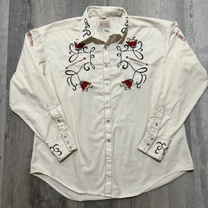 Rockmount Ranch Wear Shirt White Western Pearl Snap Limited Denver Rustlers 2X - Picture 1 of 6