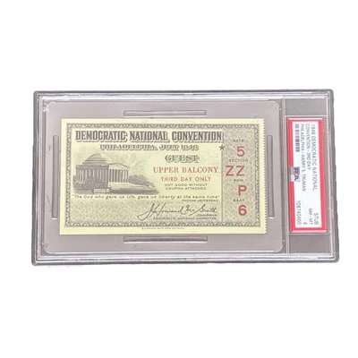 Boleto de tercer día del presidente de la Convención Nacional Demócrata de 1948 Harry S. Truman PSA Foto 1 de 4