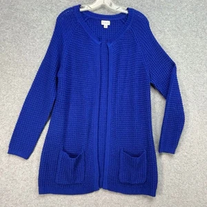 Kim Rogers Strickjacke vorne offen M royalblau Raglanärmel lang Waffelmuster knt - Bild 1 von 8