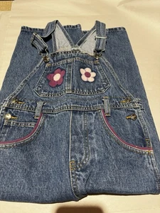Gasoline Purple Flower Co. Vintage Jeans Overalls Size GIRLS 6X L Denim Straight - Picture 1 of 8