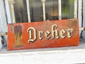 VECCHIA TABELLA BIRRA DREHER 30s LETTERE A RILIEVO METALGRAF TRIESTE PUBBLICITÀ - Imagen 1 de 7