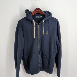 Polo Ralph Lauren Full Zip Classic Logo Hooded Sweatshirt Navy Blue Size L - Picture 1 of 8