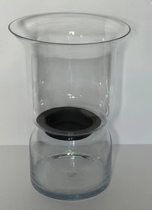 Longaberger 12" großer Glas Hurricane rustikaler Stumpenkerzenhalter mit Metallscheibe - Bild 1 von 13
