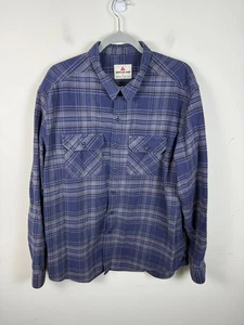 American Giant Flanellhemd Herren XL dunkelblau grau kariert Tasche Knopf USA - Bild 1 von 5