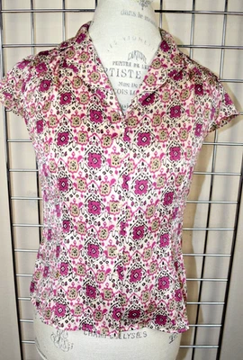 Top vintage Ann Taylor The Loft talla XS/S 90 brillo merlot púrpura bronce ajustado Foto 1 de 4