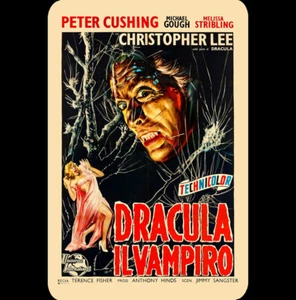 Horror Tin Metal Sign 8x12 Dracula 1958 Vampire Movie Italian Poster Chris Lee - Imagen 1 de 2