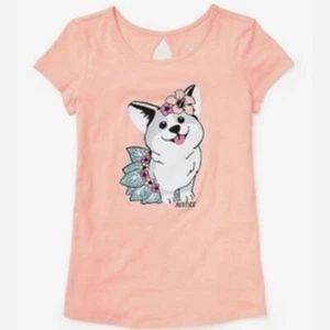 NWTs Justice Girls Dog Graphic Short Sleeve Fashion Tee - Size 8 - Picture 1 of 2