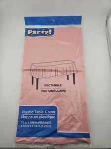 Rectangle Tablecloth Table Cover Light Pink 54" x 108"  Plastic New - Picture 1 of 2