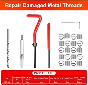M6 x 1.0 Thread Repair Tool Stainless Helicoil Wire Insert Kit 25PC - Picture 1 of 8