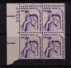 US USA Sc# 1592 MNH FVF PL# BLOCK Peoples Right Petition for Redress Shiny Gum - Picture 1 of 1