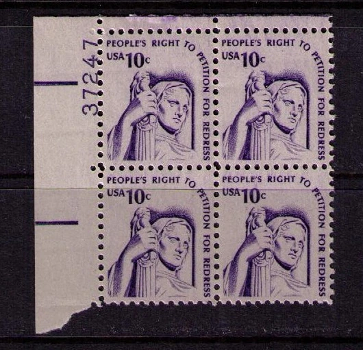 US USA Sc# 1592 MNH FVF PL# BLOCK Peoples Right Petition for Redress Shiny Gum - Image 1 of 1