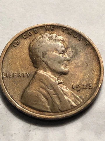 1925  LINCOLN WHEAT PENNY, CENT,(IMPROPER ALLOY MIX) ERROR COIN Lot N34 Cover
