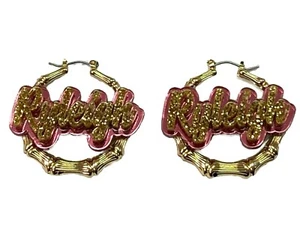 Bamboo Earrings Name Plate Personalized 1.5 2.5 3.5" Size Choice Custom LaserCut - Picture 1 of 12