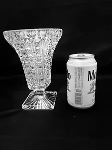 EAPG Heavy Vase Diamond Octagon Basket Weave Thumbnail Rim w Square Base 7" Tall - Picture 1 of 8