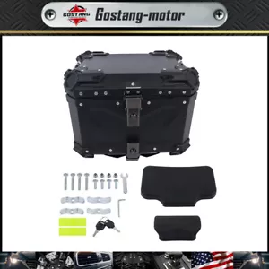 Maleta superior de aluminio para motocicleta 45L maletero negro patrón X reloj modelo equipaje - Imagen 1 de 14