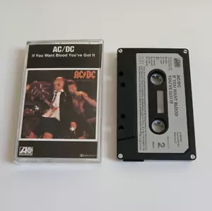 AC/DC IF YOU WANT BLOOD YOU'VE GOT IT CASSETTE TAPE 1978 PAPER LABEL ATLANTIC - Picture 1 of 1